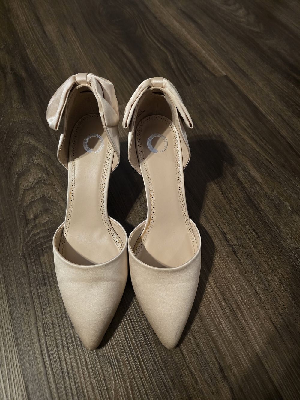 Journee Collection Nude Pointed-Toe Ankle-Strap Heels with Bow